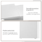 Scrivania Angolare con Libreria Scaffale in Legno Bianco, Tavolo da Pranzo con Rotazione a 360°, 173x39,8x74 cm - immagine 7