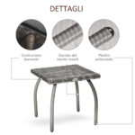 Tavolino in Rattan Sintetico da Esterno e Giardino Grigio - immagine 6