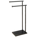 Porta Asciugamani Bagno da Terra Autoportante a 2 Bracci in Metallo, 35,5x20x78cm, Nero
