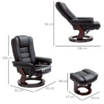 Set Poltrona Relax e Pouf Poggiapiedi, Girevole a 360° e Reclinabile, Similpelle PU - immagine 3