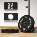 Set 2 Dischi Pesi da 20kg in Gomma con Foro da 2"/5 cm per Manubri e Bilancieri, Nero - immagine 6