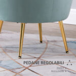 Poltroncina Vintage di Design in Velluto Blu, Poltroncina da Camera con Schienale Alto 76x67x74cm, Verde - immagine 7