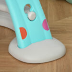 Scivolo per Bambini da 18 Mesi Pieghevole con 3 Scalini e Canestro Basket, Scivolo da Interno ed Esterno, 147x82x85,5 cm, Blu e Grigio - immagine 9