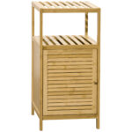 Mobiletto Bagno in Bambù a Doghe con Armadietto a un'Anta, 33x36,5x67cm, Colore Legno Naturale