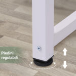 Scrivania per Computer con Piedini Regolabili in Truciolato e Acciaio, 120x60x76 cm, Bianco - immagine 4