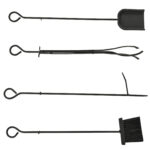 Portalegna da Interno ed Esterno Rialzato a 2 Ripiani, Porta Legna da Ardere in Metallo con Supporti Rimovibili, Paletta, Scopa, Attizzatoio e Pinza, Capacità 70 kg, 44,5x29,5x73 cm, Nero - immagine 7