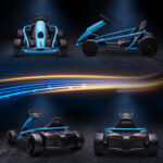 Go-Kart Elettrico per Bambini 8-12 Anni con Schienale Alto e Cintura di Sicurezza, 115x77x54 cm, Blu e Nero - immagine 7
