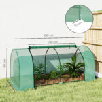 Serra da giardino a Tunnel in Acciaio e con Copertura in PVC, 2x1x80 cm, Verde - immagine 3