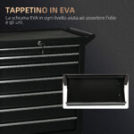 Carrello da Officina con 7 Cassetti, Serratura con Chiavi, Ruote e Maniglia, 69x33x75cm, Nero - immagine 5