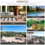 Tavolino in Rattan Sintetico da Esterno e Giardino Grigio - immagine 7