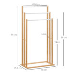 Portasciugamani a 3 Sbarre in Bambù , Design Leggero e Portatile, 48x25,8x94 cm, color Legno - immagine 3