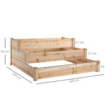 Letto per Orto Rialzato a 3 Livelli in Legno Naturale, Fioriera da Esterno per Piante, 120x120x56cm - immagine 3