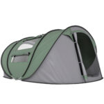 Tenda da Campeggio Pop Up 2 Posti con 2 Porte, 4 Finestre e Telo Impermeabile, 263,5x220x123 cm, Verde Scuro