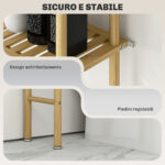 Mobile Sopra WC a 3 Ripiani a Doghe Salvaspazio in Bambù, 63,5x25,5x181 cm, color Legno - immagine 7