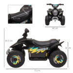 Quad Elettrico per Bambini 18-36 Mesi con Batteria Ricaricabile da 6V, 72x40x45,5 cm, Nero - immagine 3