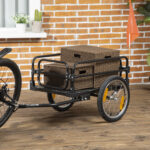 Carrello Bici da 70L con 2 Ruote da 16", 2 Catarifrangenti e Bandierina, in Acciaio e PE, 125x64x53,5 cm, Nero - immagine 2