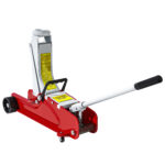 Cric Idraulico Basso con Sollevamento 8-38cm, Acciaio Rinforzato con Capacità 2,5 Tonnellate, Rosso