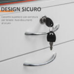 Schedario da Ufficio con Cassetto, Ruote a Freno e Ripiano Aperto, Cassettiera Ufficio con Serratura e 2 Chiavi per Lettera/Legale/Formato A4, Armadietto per Studio, 40x35x60cm, Bianco - immagine 7