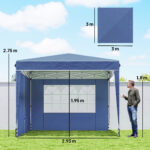 Gazebo Pieghevole 3x3 m con Pareti e Altezza Regolabile, Protezione UV 50+, Blu Scuro - immagine 3