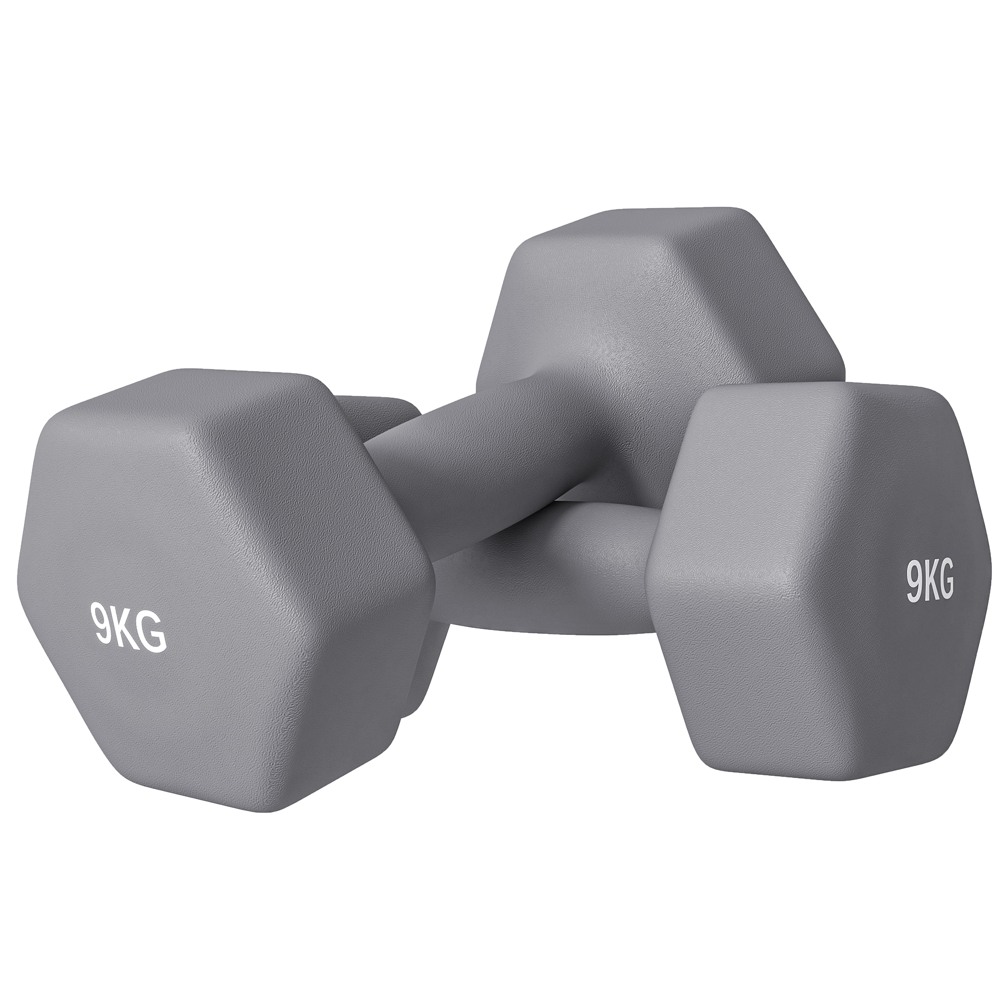 vaT7c4194950a5651.jpg Set 2 Manubri Esagonali da 9 kg in Metallo e Plastica con Impugnatura Antiscivolo, 25x11x11cm, Grigio - immagine 1