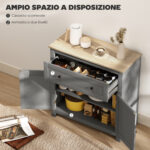 Credenza Cucina con Cassetto e Armadietto con Ripiano Regolabile, in Legno, 78,5x35x80 cm, Multicolore - immagine 4