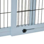 Cancellino per Cani Estensibile da Interno in Legno e Acciaio, 104-180x36x69cm, Blu-grigio - immagine 9