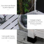 Panca Contenitore in Legno di Abete, Cassapanca da Esterno con Piedini Antiscivolo 127x56x60cm, Bianco - immagine 6