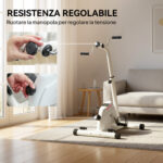 Cyclette per Riabilitazione Braccia e Gambe con Altezza e Resistenza Regolabili, Display LCD, Bianco - immagine 4