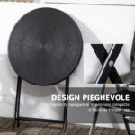 Tavolo da Giardino Rotondo e Pieghevole in Acciaio e HDPE, Ø60x73 cm, Grigio Scuro - immagine 4