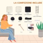 Recinto per Animali Domestici Modulabile e Multilivello con Rampa e 2 Porte in Acciaio e PP, 105x70x116 cm, Nero - immagine 6