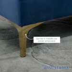 Panca Imbottita Fondoletto in Tessuto Vellutato e Base in Metallo Dorato, 118x45x42 cm, Blu - immagine 5