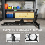 Cavalletto Bloccaruote per Moto, Staffa Regolabile su 14 Livelli per Ruote Ø34-84 cm, Nero - immagine 4