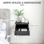 Set da 2 Comodini Sospesi per Camera da Letto con Cassetto e Mensola Superiore in Legno 35x32x22,5cm - immagine 5