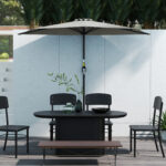 Ombrellone da Parete Mezzaluna Salvaspazio con Apertura a Manovella, 2,7x2,4 m, Grigio Chiaro - immagine 8