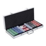 Valigetta Poker Professionale in Alluminio, Set Poker con 5 Fiches e 2 Mazzi per Texas hold'em e Blackjack