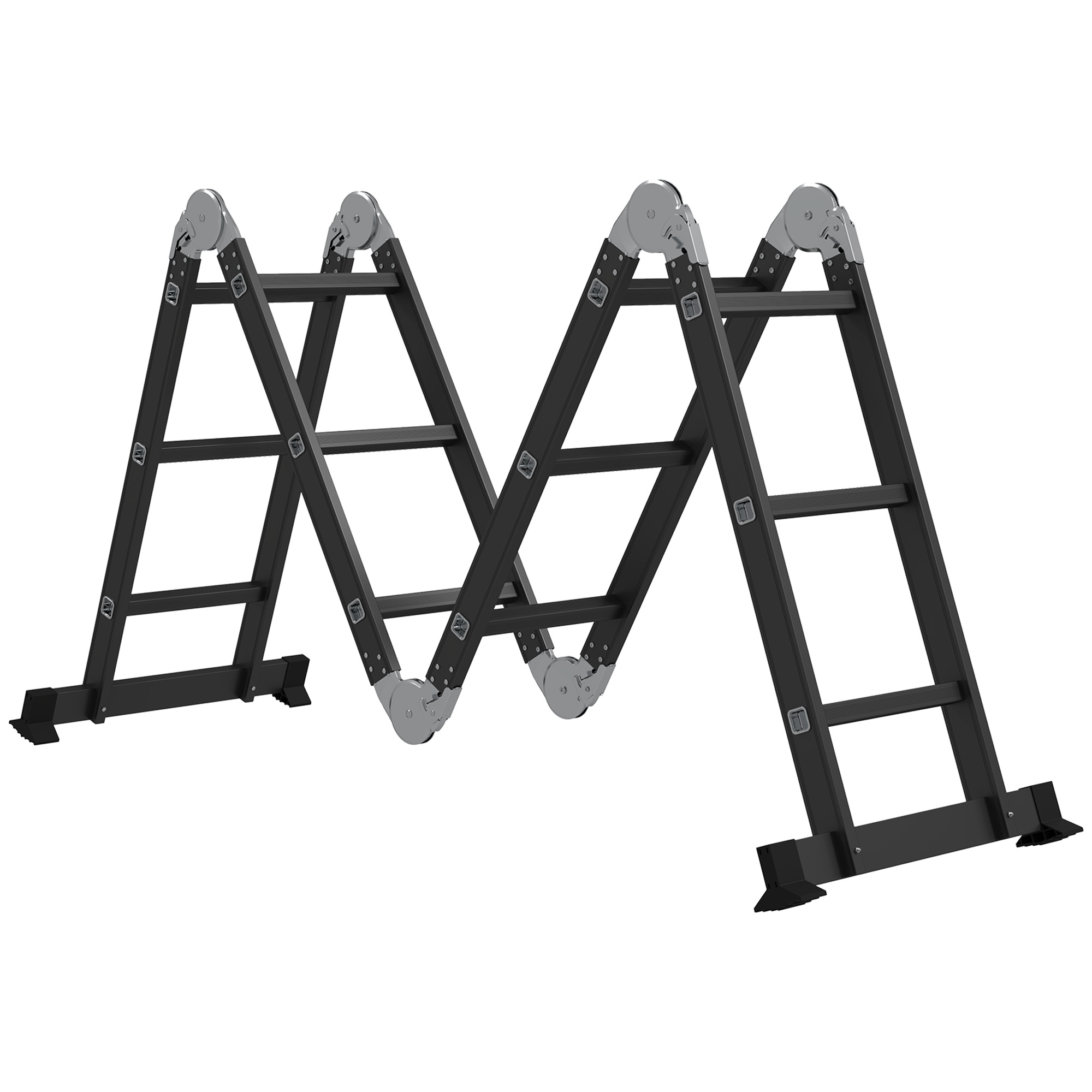 vvQ48619b258945ae.jpg Scala in Alluminio 5 in 1 Nera per Interni ed Esterni, Carico Massimo 150kg, 370x61x11 cm - immagine 1