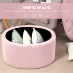 Pouf Contenitore Ovale Imbottito e Trapuntato in Velluto, 71x52x42cm, Rosa - immagine 4