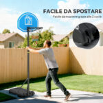 Canestro Basket con Altezza Regolabile 197,5-245cm, Base con Ruote e Tabellone, Blu - immagine 6