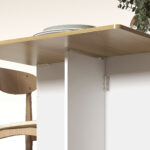 Tavolo Rettangolare Allungabile con 2 Cassetti e un Armadietto in Legno, 140x76x74 cm, Bianco e Color Legno - immagine 8