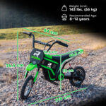 Moto Elettrica per Bambini con Acceleratore Manuale, 2 Velocità 8-16km/h, Età 8-12 Anni, Verde - immagine 3