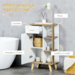 Mobile Bagno Moderno con Armadietto, Cassetto e Ripiani in Legno, 50x30x89cm, Bianco - immagine 5