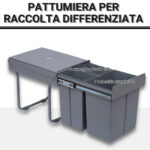 Pattumiera Estraibile da 40L con 3 Contenitori per Raccolta Differenziata, 48x34,2x41,8 cm, Grigio - immagine 4
