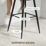 Set 2 Sgabelli da Bar Moderni con Poggiapiedi e Schienale, Finta Pelle PU e Acciaio, Grigio - immagine 5