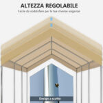 Tendone da Giardino ad Altezza Regolabile in Acciaio e PE per Auto Piccole e Medie, 6x295x265-310 cm, Beige - immagine 5