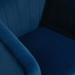 Poltroncina Moderna Sedia Imbottita Stile Nordico, Rivestimento in Velluto e Gambe in Legno, Blu, 70,5x70x76cm - immagine 7