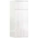 Mobiletto Bagno Sospeso con Cassetto, Anta Lucida e Ripiano in Vetro Regolabile, Bianco