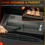 Camino a Bioetanolo in Acciaio Inox con Bruciatore da 1,2L per 3 Ore di Durata, 36x26x54cm, Nero - immagine 5