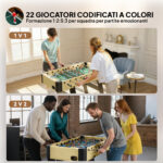 Calcio Balilla Pieghevole con Impugnature Antiscivolo, 2 Palline e Segnapunti, Verde e color Legno - immagine 5