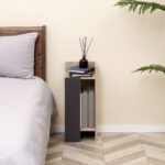 Comodino Moderno Grigio con Ripiano Aperto, Set 2 Pezzi in Truciolato per Camera da Letto e Soggiorno, 27x25x60cm - immagine 7