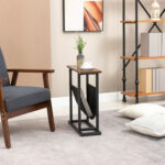 Tavolino da Salotto in Truciolato e Acciaio con Borsa Portaoggetti in Tessuto Oxford, 49x19x55 cm, Marrone e Nero - immagine 7